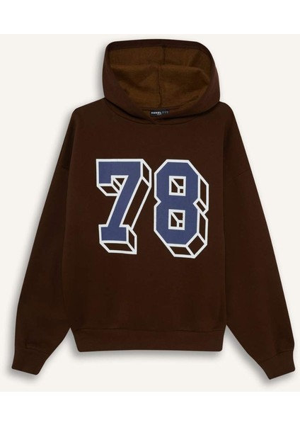 Coool Overshirt Fit Kapüşonlu Baskılı Sweatshirt G0965AX25WN