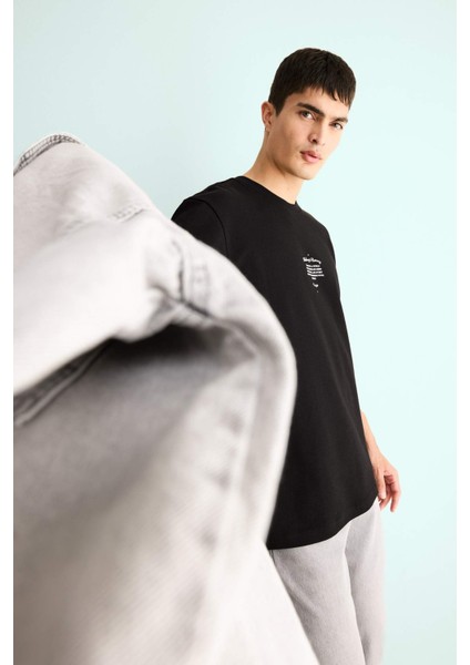 Regular Fit Bisiklet Yaka Baskılı Kısa Kollu Tişört F3475AX25AU fiyatları