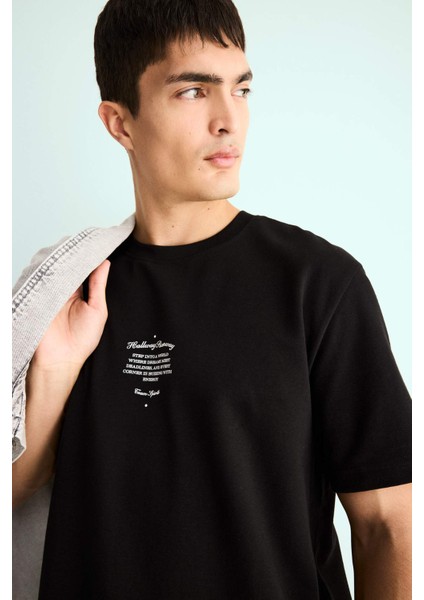 Regular Fit Bisiklet Yaka Baskılı Kısa Kollu Tişört F3475AX25AU modelleri