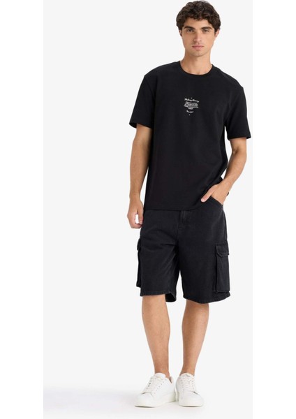 Regular Fit Bisiklet Yaka Baskılı Kısa Kollu Tişört F3475AX25AU indirimleri