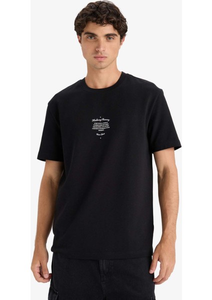 Regular Fit Bisiklet Yaka Baskılı Kısa Kollu Tişört F3475AX25AU