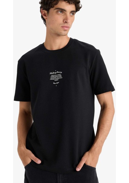 Regular Fit Bisiklet Yaka Baskılı Kısa Kollu Tişört F3475AX25AU