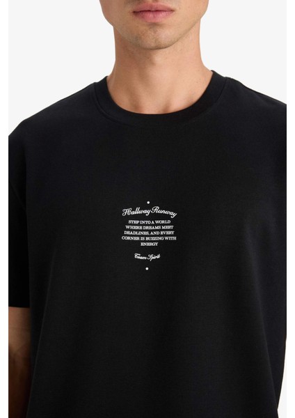 Regular Fit Bisiklet Yaka Baskılı Kısa Kollu Tişört F3475AX25AU