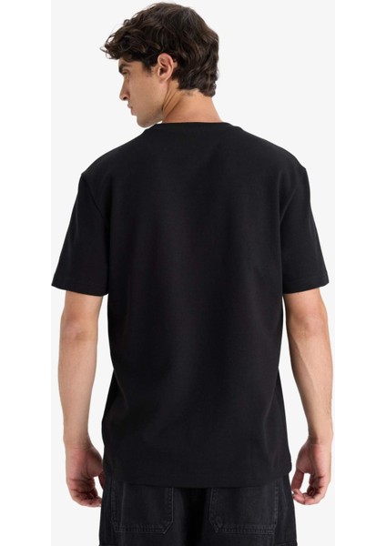 Regular Fit Bisiklet Yaka Baskılı Kısa Kollu Tişört F3475AX25AU