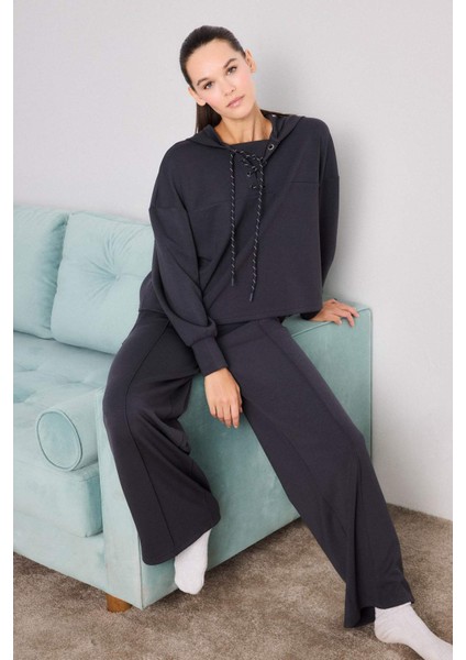 Modal Bağlama Detaylı Sweatshirt-Fall in Love Loungewear G0002AX25WN fiyatları