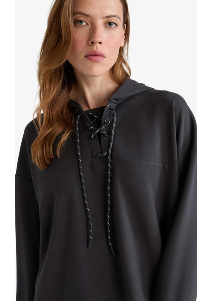 Modal Bağlama Detaylı Sweatshirt-Fall in Love Loungewear G0002AX25WN fırsatları