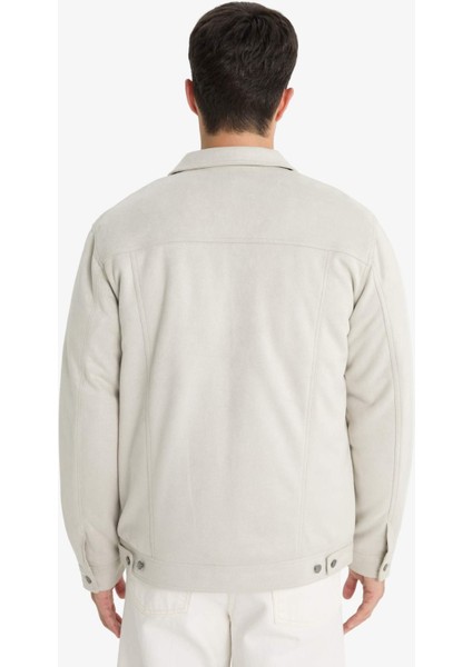 Slim Fit Dar Kesim Gömlek Yaka Fermuarlı İç Cepli Süet Mevsimlik Baharlık Ceket Mont A3254AX25AU