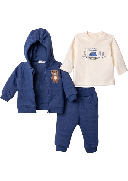 Erkek Bebek Yenidoğan Bearish Sweatshirt-Hırka-Alt Kapitone Örme Bisiklet Yaka Uzun Kol Patiksiz Pa modelleri