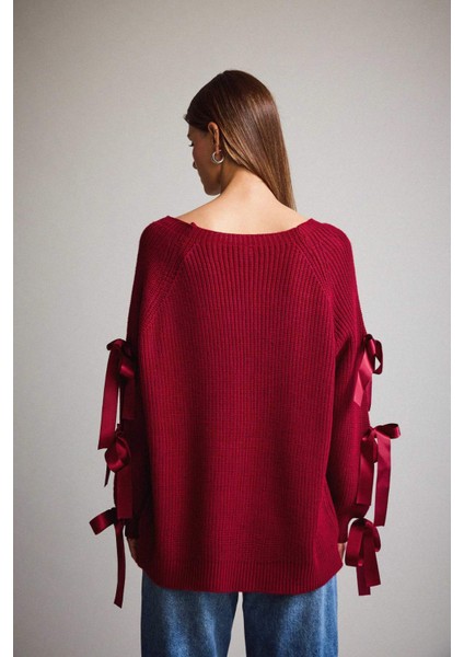 Kayık Yaka Fiyonk Detaylı Kazak G3338AX25AU