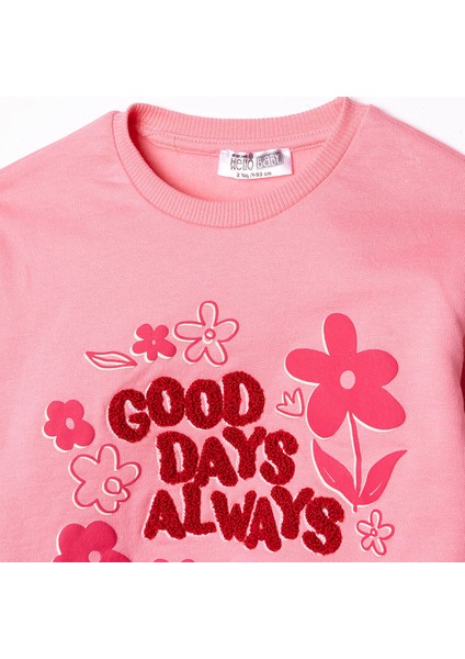 Kız Bebek Sweatshirt - Tayt Motto Girl Bisiklet Yaka Uzun Kol Reçme modelleri