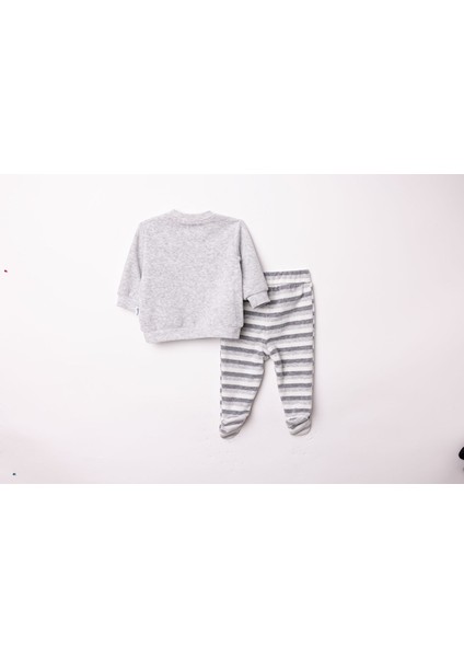 Erkek Bebek Yenidoğan Kadife Patikli Alt-Sweatshirt Çıtçıtlı Bisiklet Yaka Uzun Kol Patikli Paça fiyatları