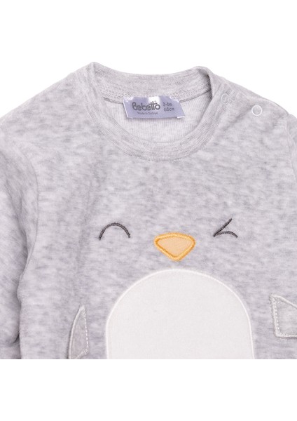 Erkek Bebek Yenidoğan Kadife Patikli Alt-Sweatshirt Çıtçıtlı Bisiklet Yaka Uzun Kol Patikli Paça modelleri