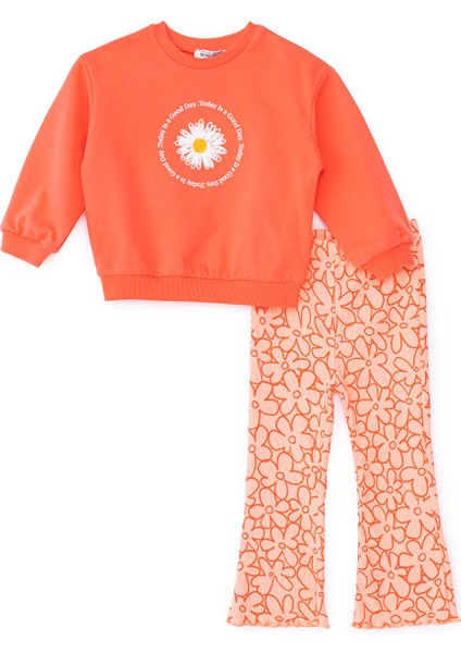 Kız Bebek Sweatshirt - Tayt Motto Girl Bisiklet Yaka Uzun Kol Reçme Paça