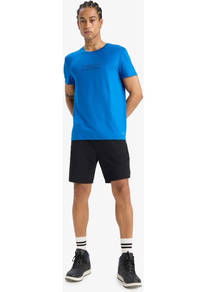 Fit Slim Fit Dar Kesim Bisiklet Yaka Esnek Kumaş Baskılı Sporcu Kısa Kollu Tişört E7516AX25AU fiyatları