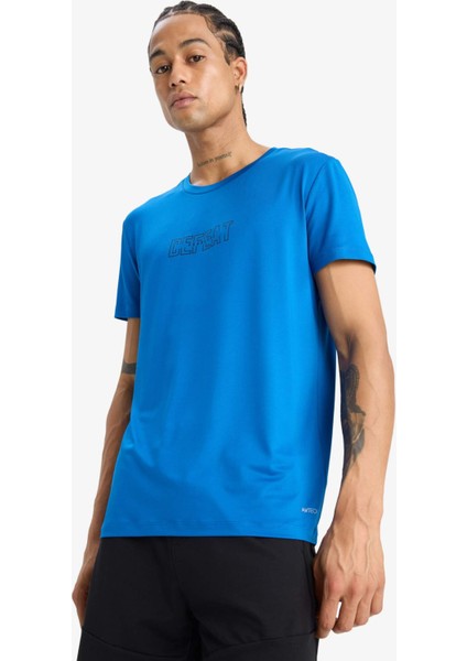 Fit Slim Fit Dar Kesim Bisiklet Yaka Esnek Kumaş Baskılı Sporcu Kısa Kollu Tişört E7516AX25AU modelleri