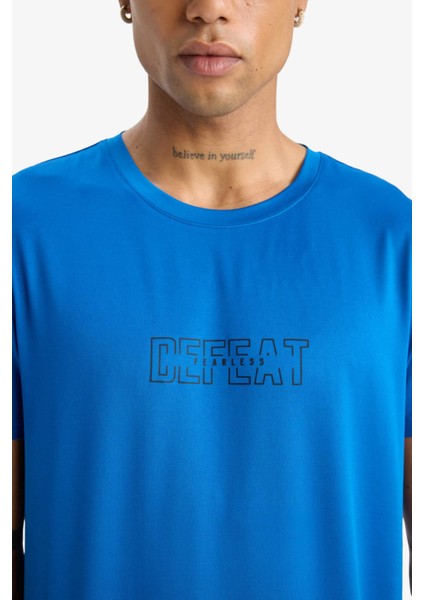 Fit Slim Fit Dar Kesim Bisiklet Yaka Esnek Kumaş Baskılı Sporcu Kısa Kollu Tişört E7516AX25AU indirimleri