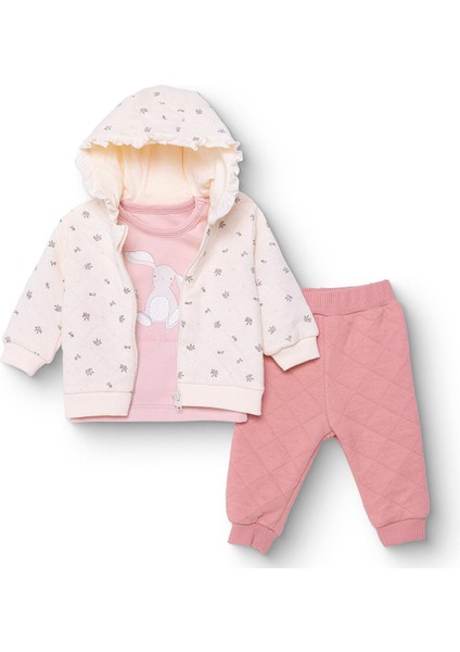 Kız Bebek Yenidoğan Petite Fleurs Sweatshirt-Hırka-Patik Bisiklet Yaka Uzun Kol Patiksiz Paça fiyatları