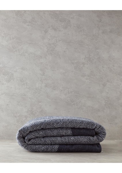 Modern Chevron Pamuk Akrilik Çift Kişilik Battaniye 200X220 cm Koyu Gri modelleri