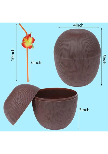 Hindistan Cevizi Hawaii Luau Aloha Pipetli Içecek Kabı Bardak 10X13 cm 1 Adet - Lisinya fırsatları