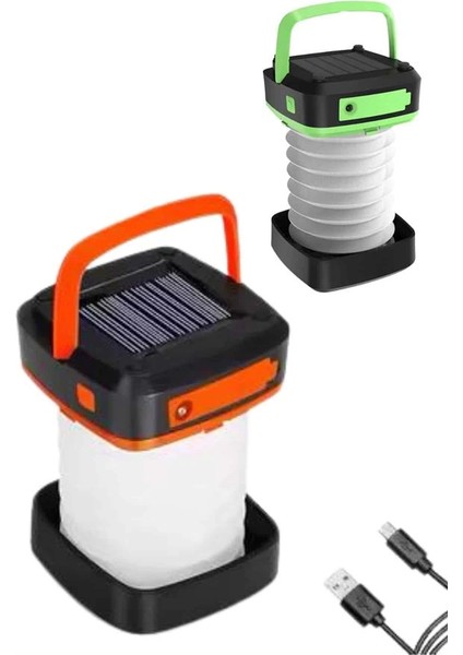 Katlanabilir Kamp Lambası Akordiyon Lamba Şarjlı 3 Kademeli Solar ( Lisinya )