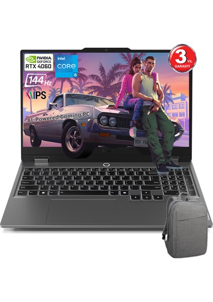 Loq 15IAX9 Intel Core I5 12450HX 32GB 2tb SSD RTX4060 Freedos 15.6'' Fhd Taşınabilir Bilgisayar + Çanta Hediye