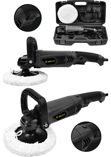 Jetvolt Devir Ayarlı Polisaj Makinesi 6 Kademeli Pasta Cila Kiti 1300 Watt 180 mm - Siyah