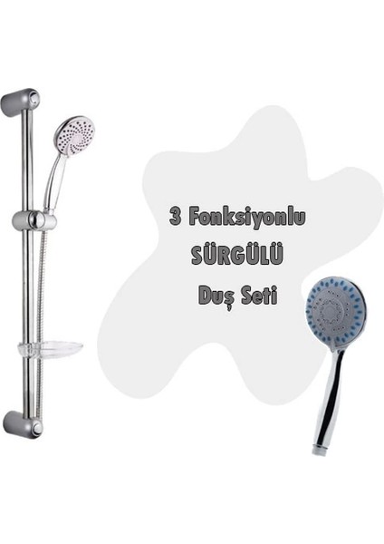 3 Fonksiyonlu Sürgülü Duş Seti 5 Parça Özel Set ( Lisinya )