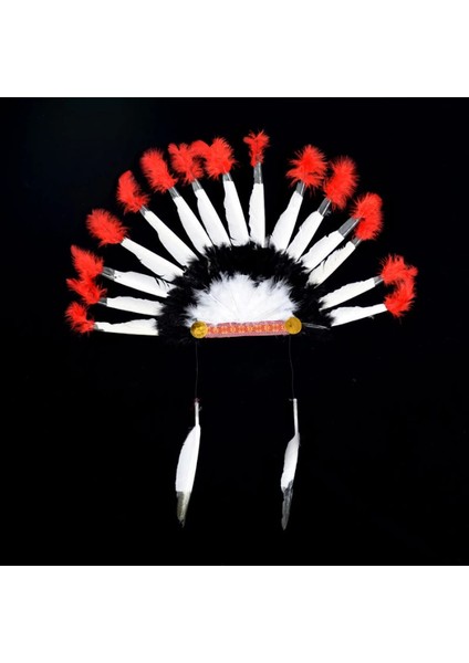 Beyaz Tüylü Siyah Kırmızı Büyük Hintli Kızılderili Başlığı - Lisinya fiyatları