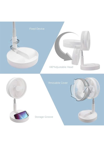 Teleskopik Fan Vantilatör 4 Modlu Şarjlı Katlanabilir Yükseltilebilir Taşınabilir Serinletici Portatif Masa Vantilatörü ( Lisinya )