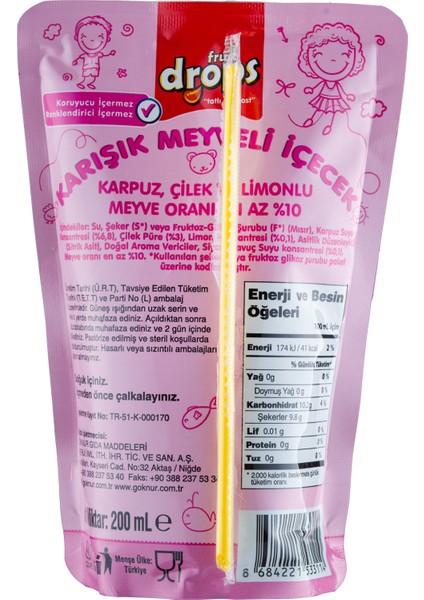 Fruıt Drops Renkli Meyveli Içecek 200MLX20 indirimleri