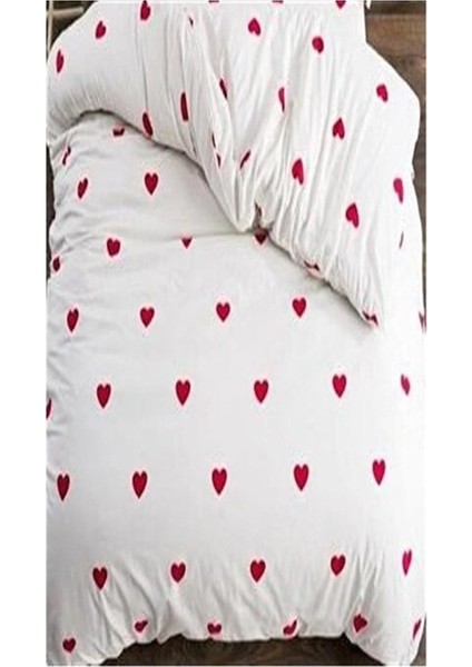 Tek Kişilik Pamuklu Nevresim Seti + Yasyık Kılıfı Beyaz Kap Desenli