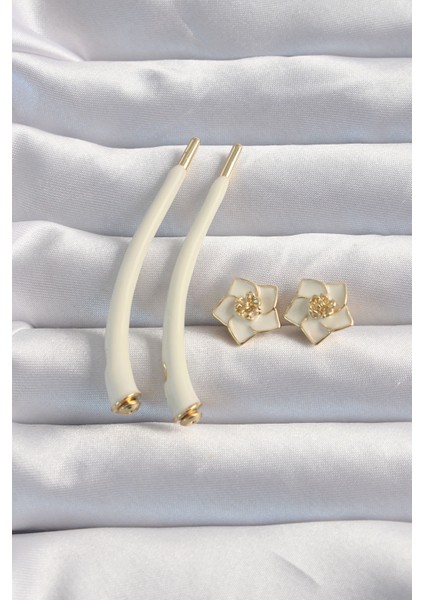 Pirinç Krem Renk Botega Küpe - Lisinya fiyatları