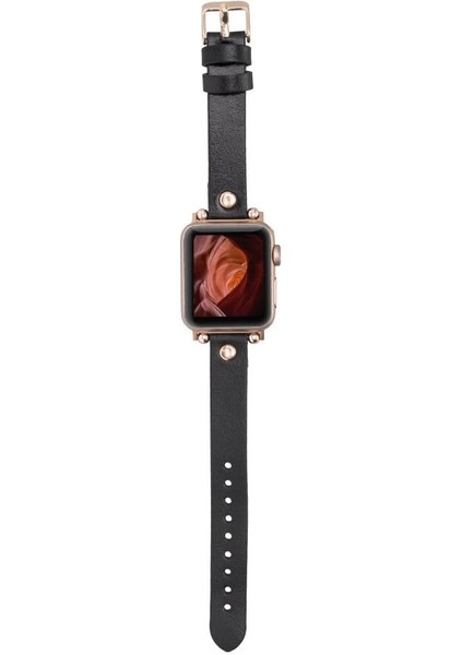 Apple Watch Uyumlu Deri Kordon 38-40-41MM Rt Rst1 Siyah modelleri