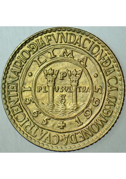 Peru 10 Centavos 1965 Sirkülasyon Hatıra-Lima Darphanesi 400. Yıl. Hatalı Basım-Çifte Darp Errör. Çilaltı