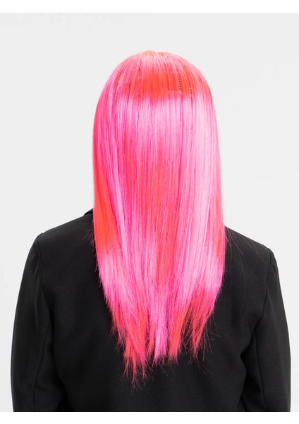 Şeker Pembesi Koyu Pembe Renk Uzun Düz Parti Peruğu - Lisinya