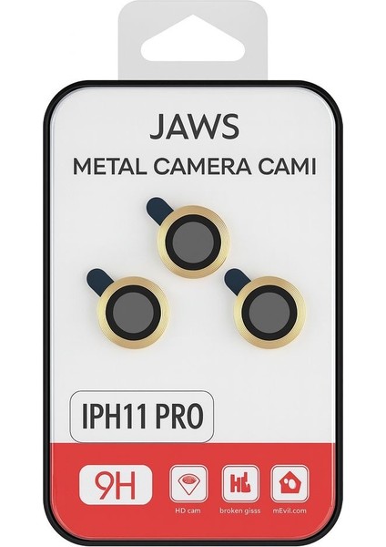 iPhone 11 Pro Uyumlu Kamera Lens Koruyucu – Gold Metal Çerçeveli (Gold)