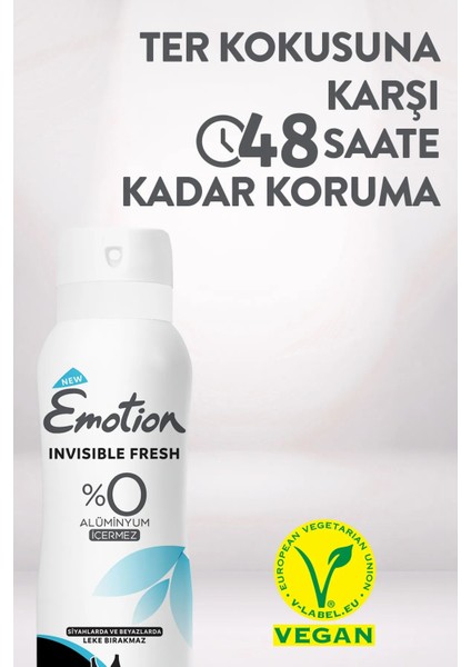 Emotion Invisible Fresh Black & White Kadın Deodorant 150ML Vegan, Leke Bırakmaz