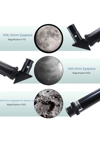 400X70MM Açıklıklı Refrakter Teleskoplar (15X150X), Telefon Adaptörlü Reflex - Lisinya