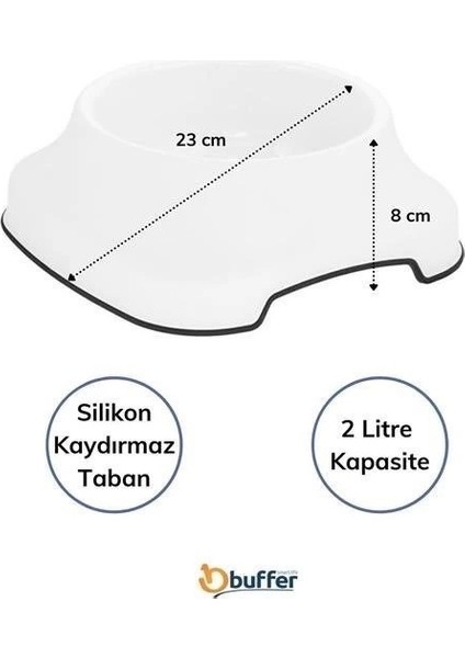 Silikon Kaydırmaz Taban Plastik Kedi ve Köpek Mama ve Su Kabı 2 L modelleri