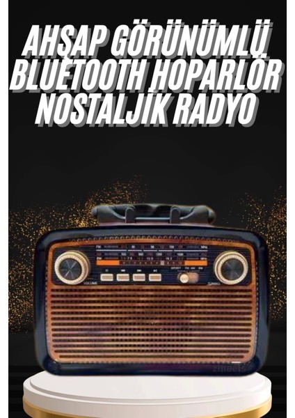 Nostaljik Görünümlü Ahşap Radyo Tf Sd USB Girişli LED Fener Işıklı