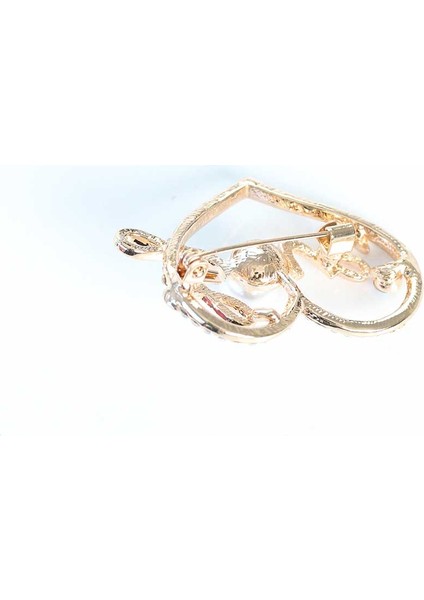 Zirkon Taşlı Metal Broş - Lisinya