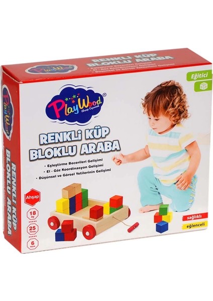 Kutulu Ahşap Renkli Küp Bloklu Araba modelleri