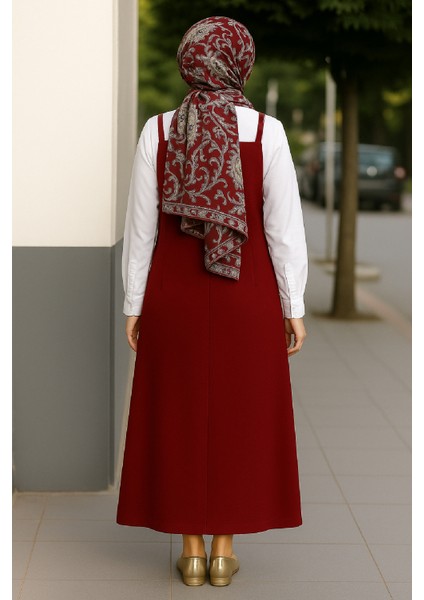 Kadın Bordo Basic Ayarlanabilir Askılı Jile Elbise fiyatları