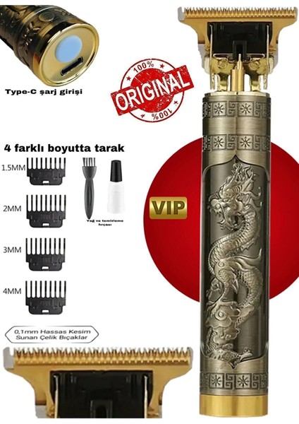 Dragon Çelik Kasa Profesyonel Saç Sakal Ense Çizim Tüm Vücut Tüyü Lazer Öncesi Tıraş Makinesi - Lisinya