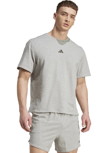 KB6967 D4T x Tee Açık Gri Bisiklet Yaka Bol Kesim Düz Erkek T-Shirt