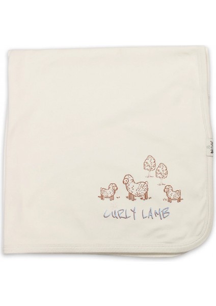 Bistyle Curly Lamb Penye Battaniye 70109 Bej Mavi Ekru