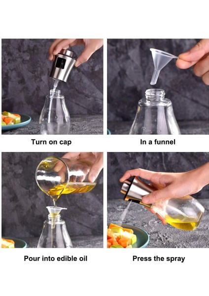 Paslanmaz Çelik Başlıklı Cam Spray Yağdanlık - Lisinya modelleri