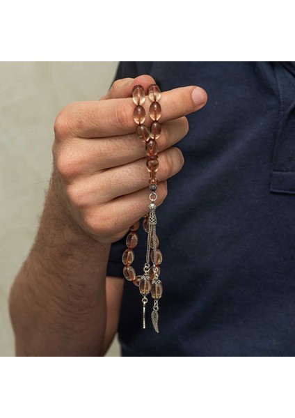 Gümüş Püsküllü Ateş Kehribar Tesbih fırsatları