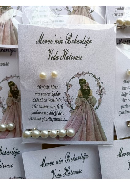 20 Adet Kına Hediyeliği Inci Küpe+Toka