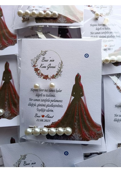 20 Adet Kına Hediyeliği Inci Küpe+Toka